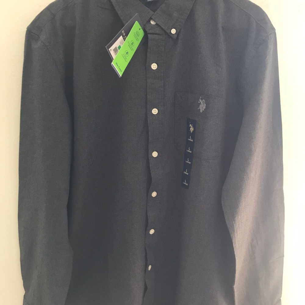 US Polo Assn. Men’s Dark Grey Long Sleeve Button /Up Shirt